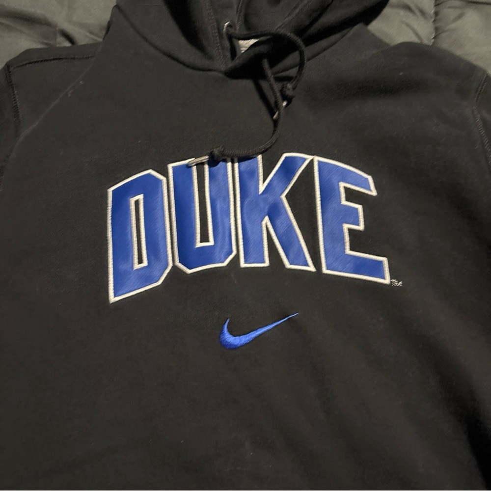 Nike Duke Blue Devils Hoodie Mens M Black Pullover Center Swoosh Spellout Logo
